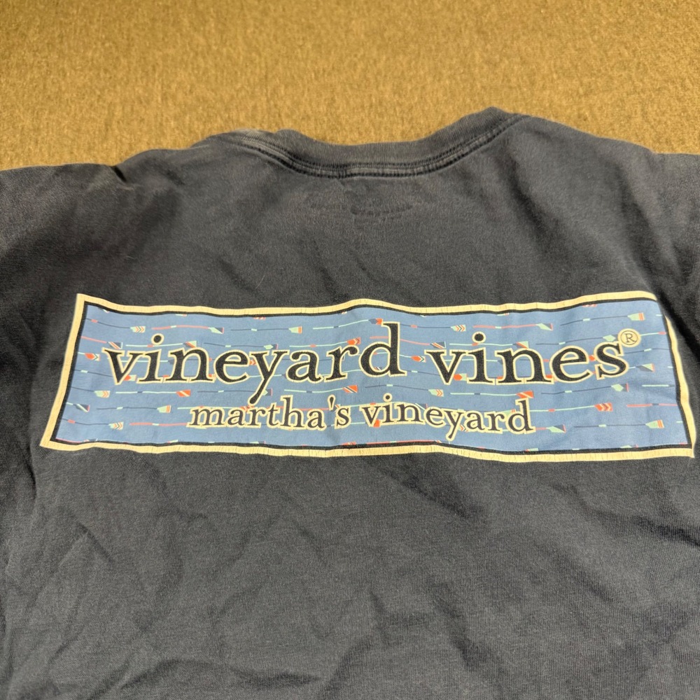 Vineyard Vines Mens Small Long Sleeve Pocket T-Shirt Blue Marthas Vineyard Logo - Picture 9 of 10